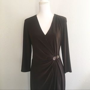 NWT RALPH LAUREN Dark Brown Wrap Dress Size 10